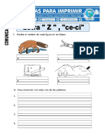 Ficha de La Letra Z y Ceci para Primero de Primaria