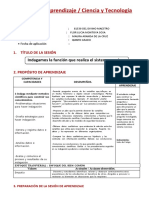 Sesión de Aprendizaje / Ciencia y Tecnología: Indagamos La Función Que Realiza El Sistema Nervioso