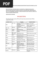 WH Questions: Question Word Function Example Sentence