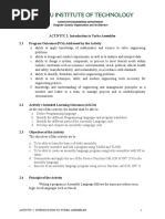 Activity 2: Introduction To Turbo Assembler 2.1 Program Outcomes (Pos) Addressed by The Activity