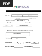 Assignment/Assessment Cover Sheet: Student Name: Imran Hakeem