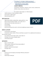 Eoi b1 Topics For Speaking