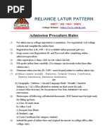 Reliance Latur Pattern: Admission Procedure Rules