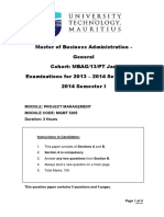 Master of Business Administration - General Cohort: MBAG/13/PT Jan Examinations For 2013 - 2014 Semester II / 2014 Semester I