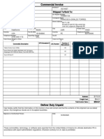 Commercial Invoice: Shipped From: Shipped To/Sold To