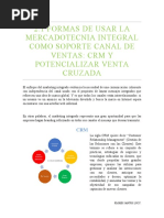 2.1 Formas de Usar La Mercadotecnia Integral Como Soporte Canal de Ventas: CRM Y Potencializar Venta Cruzada