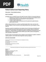 Safety Event Reporting Policy