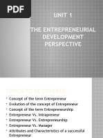 Unit 1 The Entrepreneurial Development Perspective