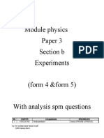 Module Physics Paper 3 Section B Experiments (Form 4 &form 5) With Analysis SPM Questions