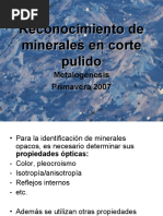 Tema - Reconocimiento de Minerales en Corte Pulido