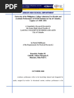 University of The Philippines College Admission Test Results and Academic Performance of STEM Students in City of Calamba, Laguna A.Y 2020 - 2021