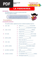 La Paronimia para Sexto Grado de Primaria