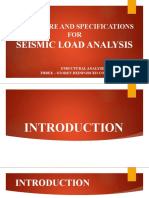 Procedure and Specifications FOR: Seismic Load Analysis