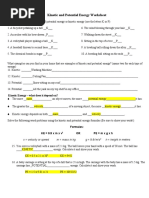 Kinetic and Potential Energy Worksheet