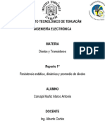 Reporte 1°resistencia Estática, Dinámica y Promedio de Diodos