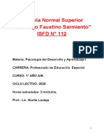 PROGRAMA Psicología Del Desarrollo y Aprendizaje I 2020 Laulaja