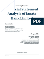 Financial Statement Analysis of Janata Bank Limited: Internship Report On