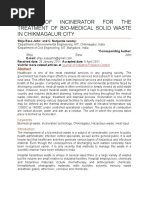 Design of Incinerator For The Treatment of Bio