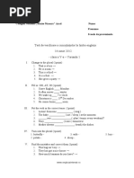 Test de Verificare A Cunoștințelor La Limba Engleza 14 Iunie 2012 - Clasa A V-A - Varianta 1