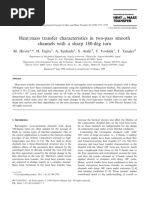 Heat/mass Transfer Characteristics in Two-Pass Smooth Channels With A Sharp 180-Deg Turn