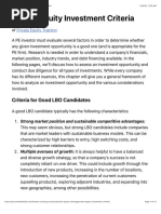 Private Equity Investment Criteria