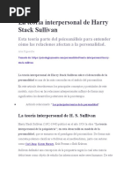 La Teoría Interpersonal de Harry Stack Sullivan