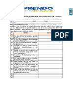 Ficha de Reflexiòn Pedagogica para Padres de Familia