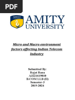 Explain The Micro and Macro Environment Affecting Indian Telecom Industry