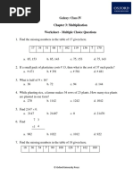 Galaxy: Class IV Chapter 3: Multiplication Worksheet - Multiple Choice Questions