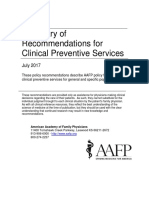 AAFP Screening Guidelines Recommendations