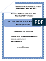 Lecture Notes For Packaging and Branding: Department of Business and Management Studies