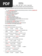 Worksheet 1 Modal Verbs