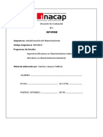 Evaluación N°2 Informe ADMINISTRACION DEL MANTENIMIENTO 2020 NOTA 2