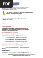 Formes Interrogative, Négative, Interro-Négative-Anglais