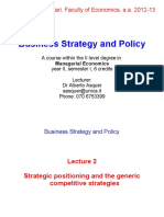 Business Strategy and Policy: University of Cagliari, Faculty of Economics, A.A. 2012-13