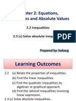 Chapter 2: Equations, Inequalities and Absolute Values