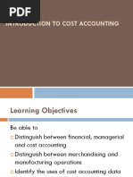 Introduction To Cost Accounting: Chapter One