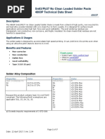 MG Chemicals Sn63Pb37 No Clean Leaded Solder Paste 4860P Technical Data Sheet