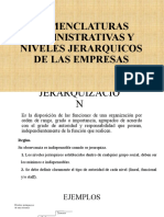 Nomenclaturas Administrativas y Niveles Jerarquicos de Las Empresas