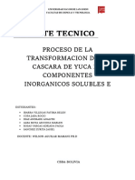 Proceso de La Transformacion de La Cascara de Yuca en Componentes Inorganicos Solubles e Insolubles