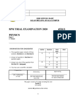 SPM Trial Examination 2020 4531/3 Physics: SMK Kepong Baru Jalan Helang, Kuala Lumpur