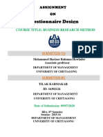 Questionnaire Design (Assignment 1)