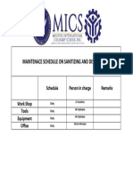 Maintenance Schedule On Sanitizing