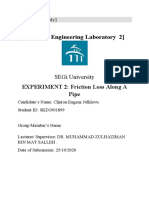 (Chemical Engineering Laboratory 2) : EXPERIMENT 2: Friction Loss Along A Pipe