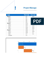 Project Management Gantt Chart: Task Start Date End Date