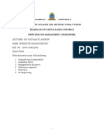 Kyambogo University Department of Lands and Architectural Studies Bachelor of Science Land Economics Principles of Management Coursework