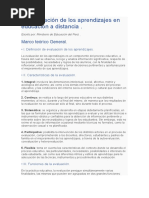 La Evaluación de Los Aprendizajes en Educación A Distancia