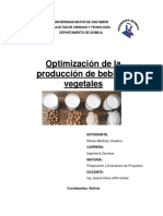 Optimización de La Producción de Bebidas Vegetales