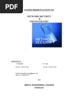 Paper Presentation On Network Security & Cryptography: Aditya Engineering College