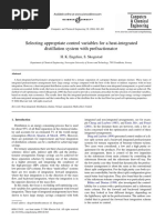 Selecting Appropriate Control Variables For A Heat-Integrated Distillation System With Prefractionator